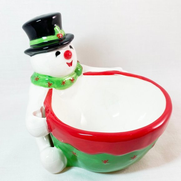 Christmas Snowman Dip Cheese Ball Bowl Retro Christmas Party  Boston Warehouse - Picture 5 of 7